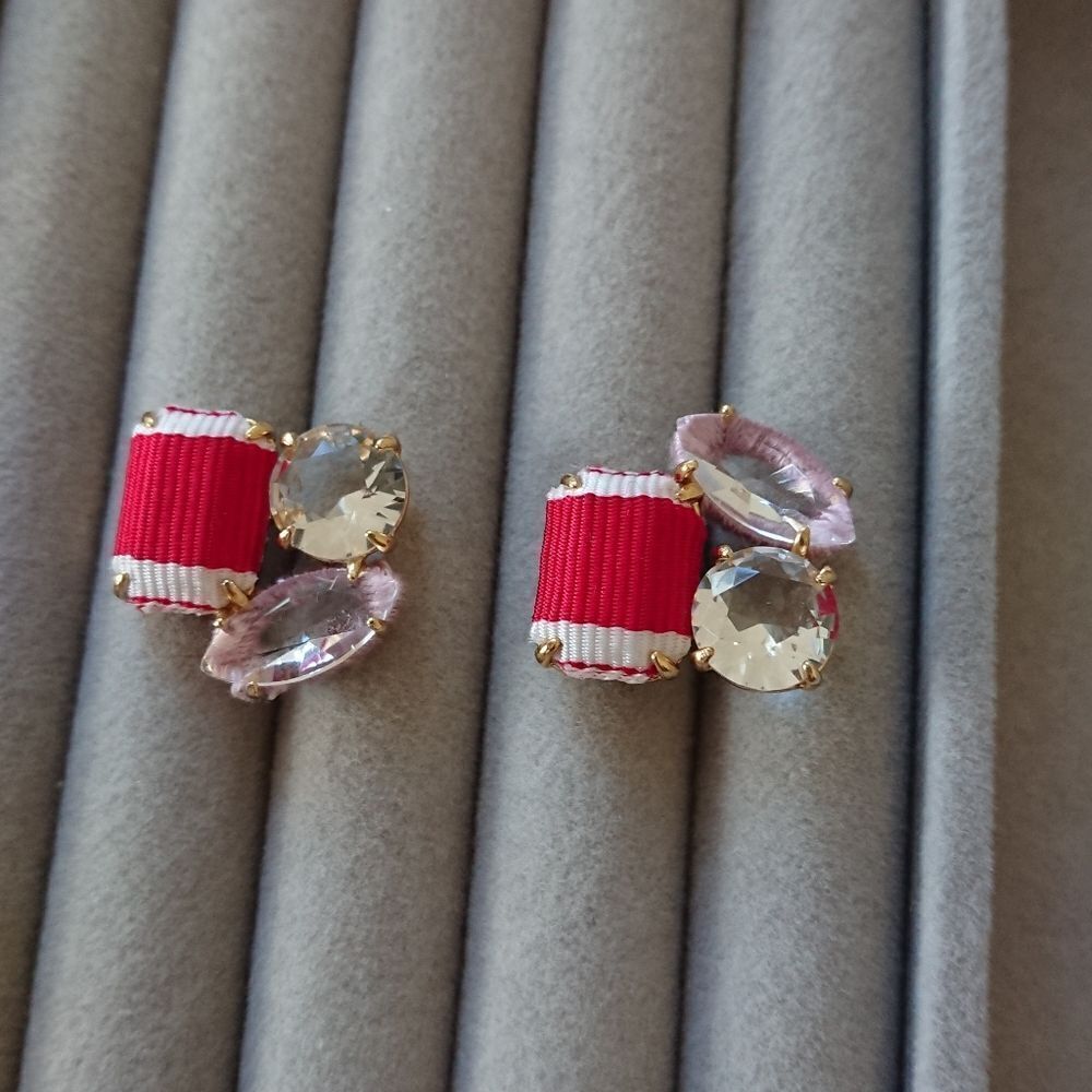 J. Crew Cluster stone earrings - clear, pink and red